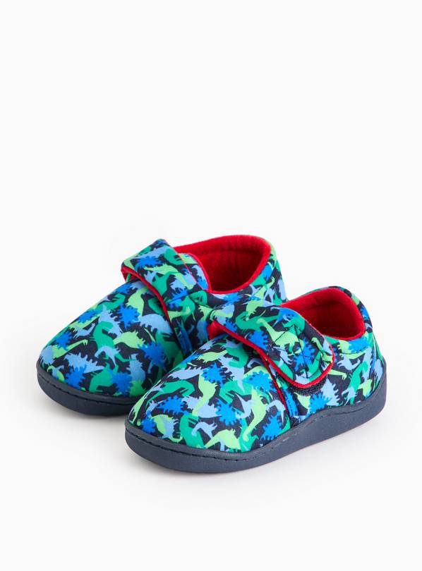 Blue Dinosaur Print Cupsole Slippers 6-7 Infant